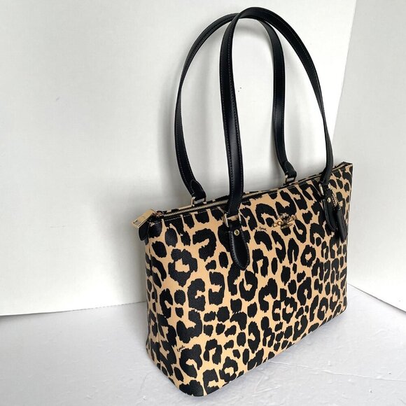 Coach Gallery Leopard Tote Bag CY347 Coated Canvas Shoulder Bag Medium ORIGPKG - Picture 6 of 13